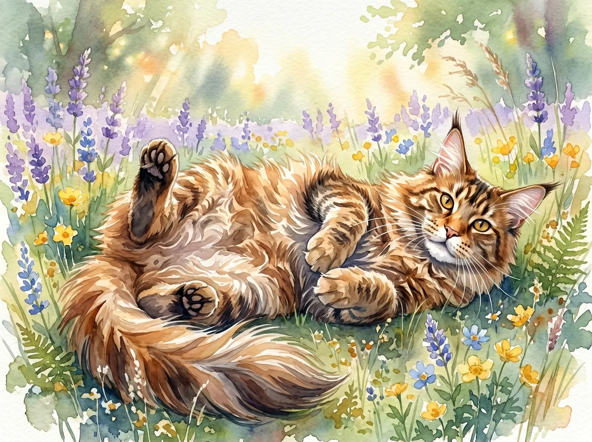 Maine Coon watercolor calendar month 5